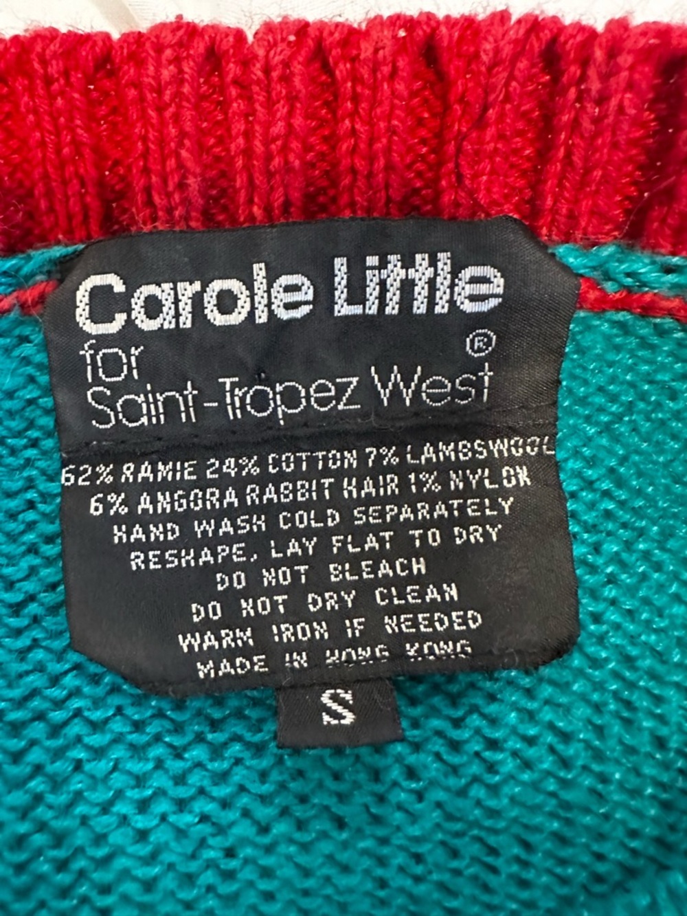 VTG Carole Little Wool/rabbit Blend. Thunderbird Aztec beaded Colorful Sweater. - Picture 12 of 12